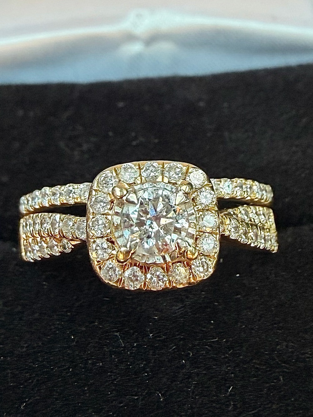 14K Yellow Gold Natural Diamond Wedding Ring Set 7/8 CTW Size 8 Appraised $3,575